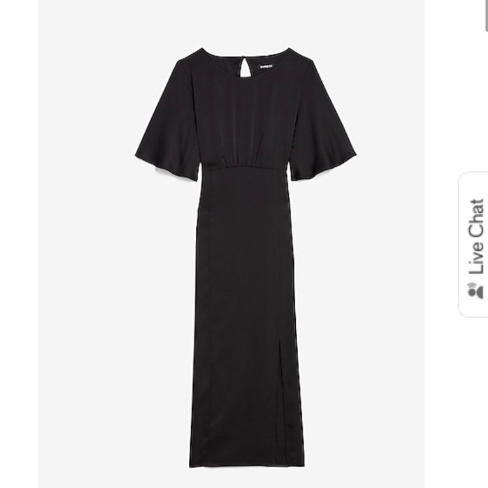 Black Satin Finish Midi Dress
